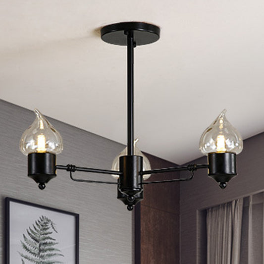 Clear Glass Cylinder Hanging Chandelier Industrial 3/6 Light Living Room Pendant Light with Round Canopy 3 Black Clearhalo 'Cast Iron' 'Ceiling Lights' 'Chandeliers' 'Industrial Chandeliers' 'Industrial' 'Metal' 'Middle Century Chandeliers' 'Rustic Chandeliers' 'Tiffany' Lighting' 209864