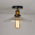 Cone Ribbed Glass Semi Mount Lighting Industrial 1 Bulb Living Room Ceiling Light in Black/Brass/Copper Bronze Clearhalo 'Ceiling Lights' 'Close To Ceiling Lights' 'Close to ceiling' 'Flush mount' 'Industrial Flush Mount' Lighting' 209866