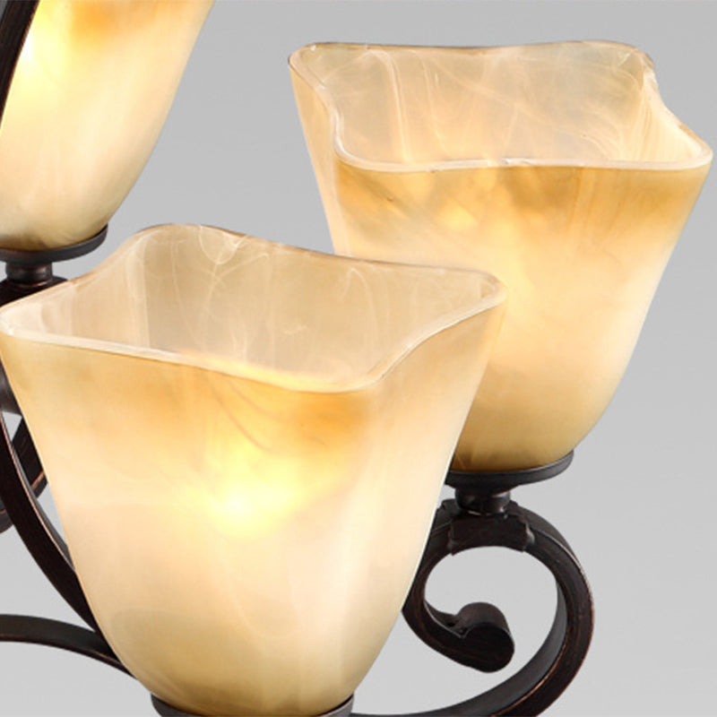 Bell Frosted Glass Chandelier Lighting Classic 5/6/8 Lights Living Room Pendant Lighting in Rust Clearhalo 'Ceiling Lights' 'Chandeliers' Lighting' options 209941