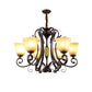 Bell Frosted Glass Chandelier Lighting Classic 5/6/8 Lights Living Room Pendant Lighting in Rust Clearhalo 'Ceiling Lights' 'Chandeliers' Lighting' options 209944
