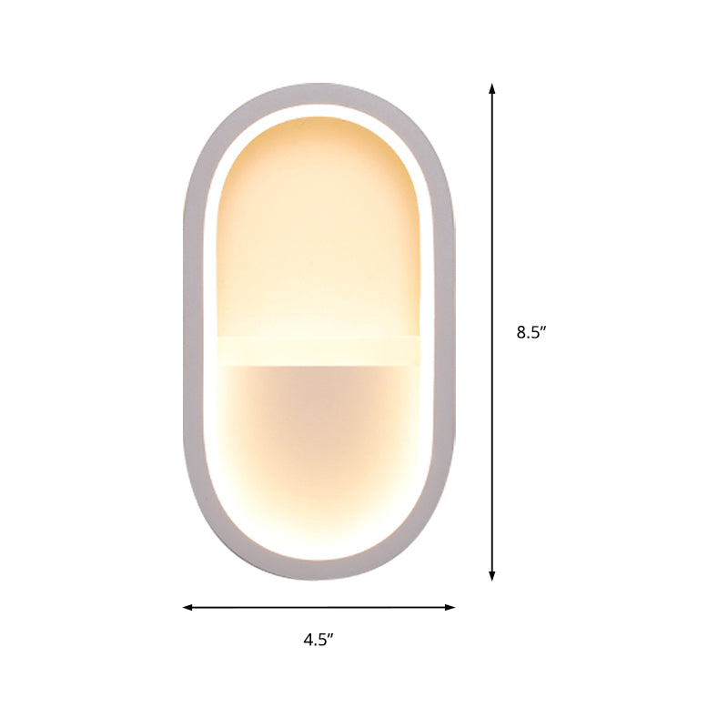 Oval Wall Light Fixture Contemporary Acrylic Black/White LED Wall Sconce in Warm/White Light Clearhalo 'Modern wall lights' 'Modern' 'Wall Lamps & Sconces' 'Wall Lights' Lighting' 210067