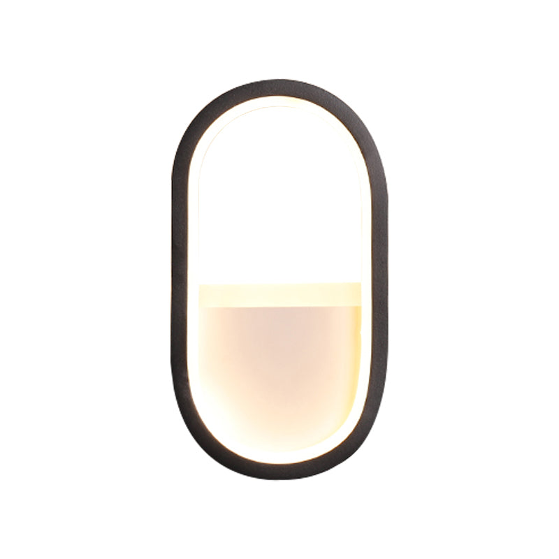 Oval Wall Light Fixture Contemporary Acrylic Black/White LED Wall Sconce in Warm/White Light Clearhalo 'Modern wall lights' 'Modern' 'Wall Lamps & Sconces' 'Wall Lights' Lighting' 210071
