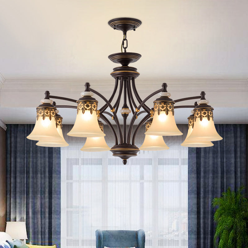 Deep Tan Bell Pendant Lighting Traditional Frosted Glass 3/5/6 Lights Living Room Chandelier 8 Deep Tan Clearhalo 'Ceiling Lights' 'Chandeliers' Lighting' options 210132_e2dd795f-2fd5-4e00-ac27-e45a5aa87d2c