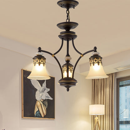 Deep Tan Bell Pendant Lighting Traditional Frosted Glass 3/5/6 Lights Living Room Chandelier 3 Deep Tan Clearhalo 'Ceiling Lights' 'Chandeliers' Lighting' options 210135_c7a8e153-49ea-4581-8937-b19854964478