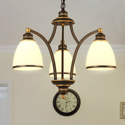 3/6/8 Bulbs Tapered Chandelier Light Traditional Black Frosted Glass Hanging Ceiling Fixture for Corridor 3 Black Clearhalo 'Ceiling Lights' 'Chandeliers' Lighting' options 210212_3c24eea9-905d-4ebc-8b2a-016404185fce