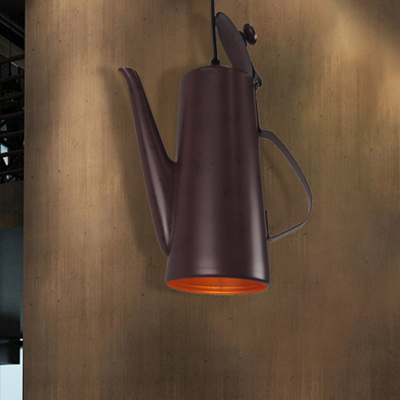 Bronze 1 Light Pendant Lighting Industrial Metal Teapot Shaped Hanging Lamp for Indoor Clearhalo 'Art Deco Pendants' 'Cast Iron' 'Ceiling Lights' 'Ceramic' 'Crystal' 'Industrial Pendants' 'Industrial' 'Metal' 'Middle Century Pendants' 'Pendant Lights' 'Pendants' 'Tiffany' Lighting' 210354