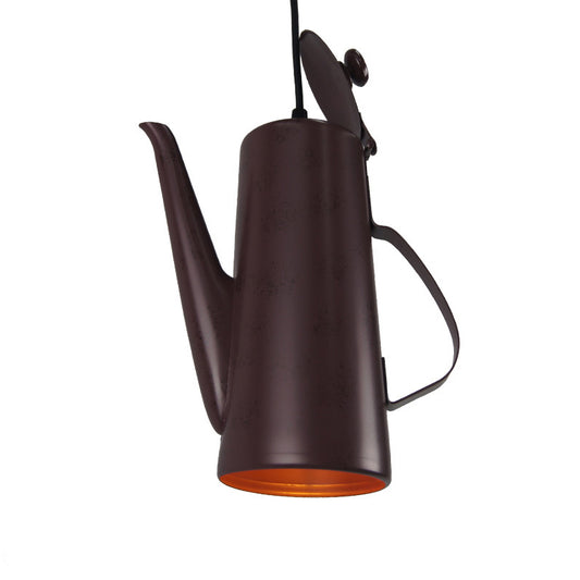 Bronze 1 Light Pendant Lighting Industrial Metal Teapot Shaped Hanging Lamp for Indoor Clearhalo 'Art Deco Pendants' 'Cast Iron' 'Ceiling Lights' 'Ceramic' 'Crystal' 'Industrial Pendants' 'Industrial' 'Metal' 'Middle Century Pendants' 'Pendant Lights' 'Pendants' 'Tiffany' Lighting' 210355