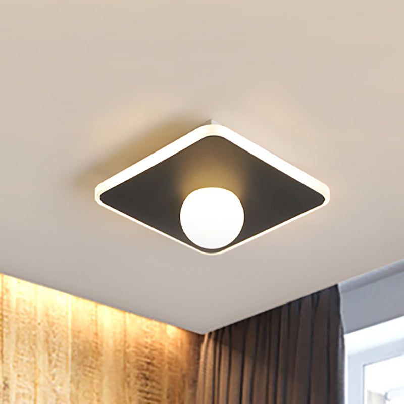 Modern Led Flush Lamp with Acrylic Shade White/Black Led Square/Rectangle Flush Mount Light in White/Warm Light Black Square Clearhalo 'Ceiling Lights' 'Close To Ceiling Lights' 'Close to ceiling' 'Flush mount' Lighting' 210417