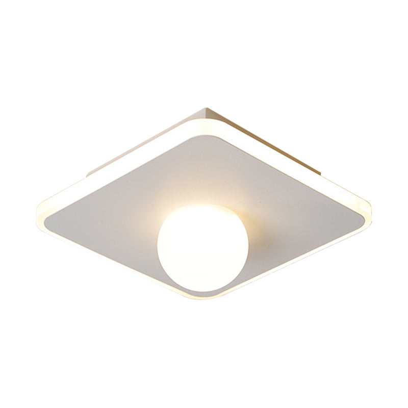 Modern Led Flush Lamp with Acrylic Shade White/Black Led Square/Rectangle Flush Mount Light in White/Warm Light White Square Clearhalo 'Ceiling Lights' 'Close To Ceiling Lights' 'Close to ceiling' 'Flush mount' Lighting' 210421