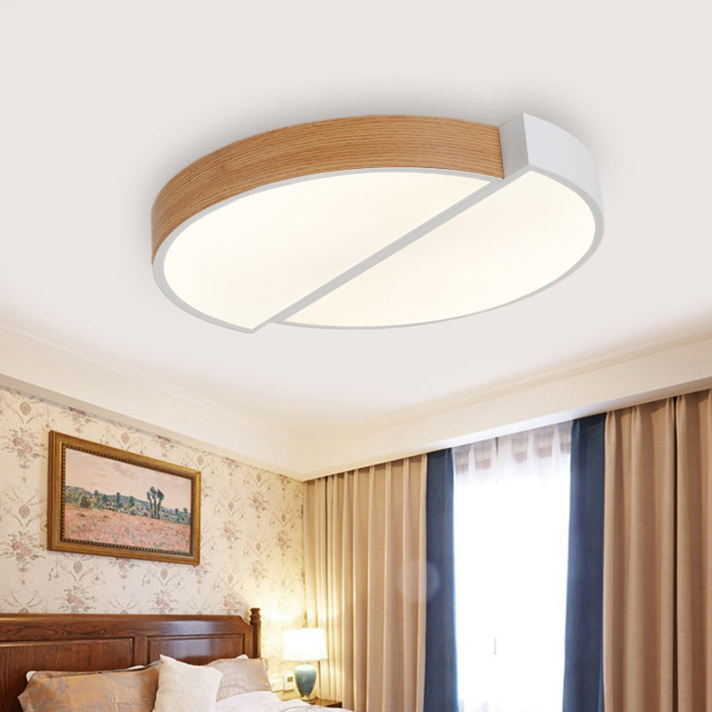 20.5"/33" Dia Circle Flush Mount Contemporary Wood White LED Flush Mount Lamp in White/Warm Light White 20.5" Clearhalo 'Ceiling Lights' 'Close To Ceiling Lights' 'Close to ceiling' 'Flush mount' Lighting' 210533