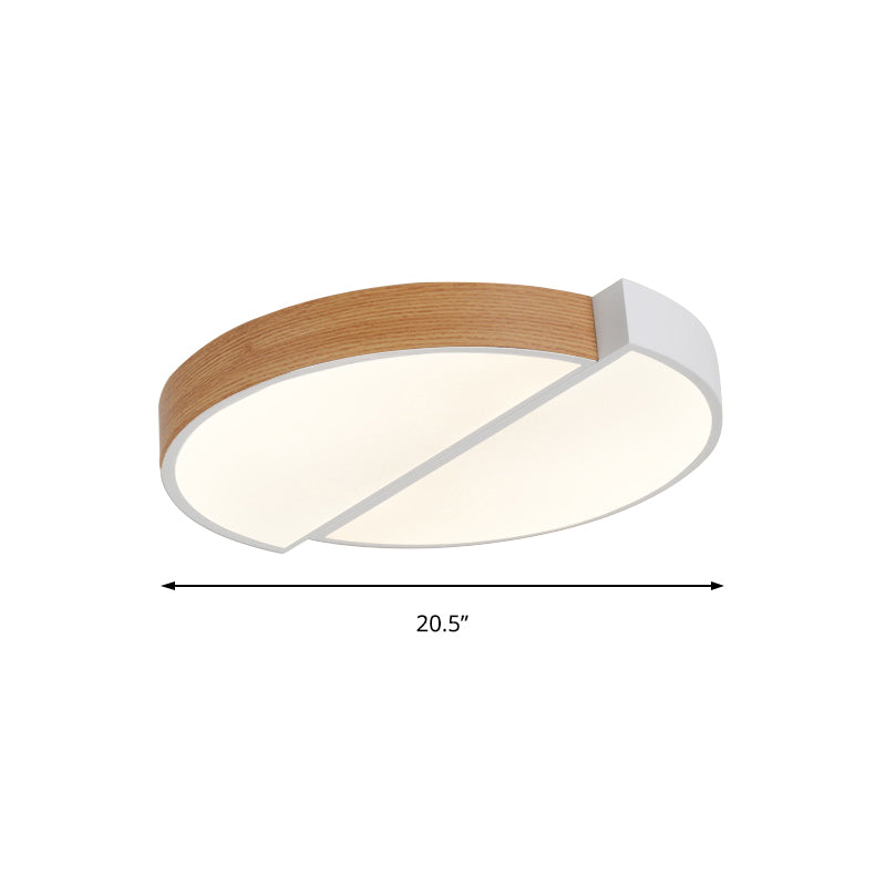 20.5"/33" Dia Circle Flush Mount Contemporary Wood White LED Flush Mount Lamp in White/Warm Light Clearhalo 'Ceiling Lights' 'Close To Ceiling Lights' 'Close to ceiling' 'Flush mount' Lighting' 210536