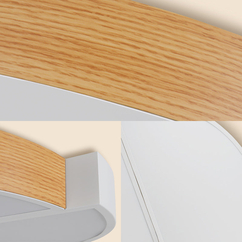 20.5"/33" Dia Circle Flush Mount Contemporary Wood White LED Flush Mount Lamp in White/Warm Light Clearhalo 'Ceiling Lights' 'Close To Ceiling Lights' 'Close to ceiling' 'Flush mount' Lighting' 210537