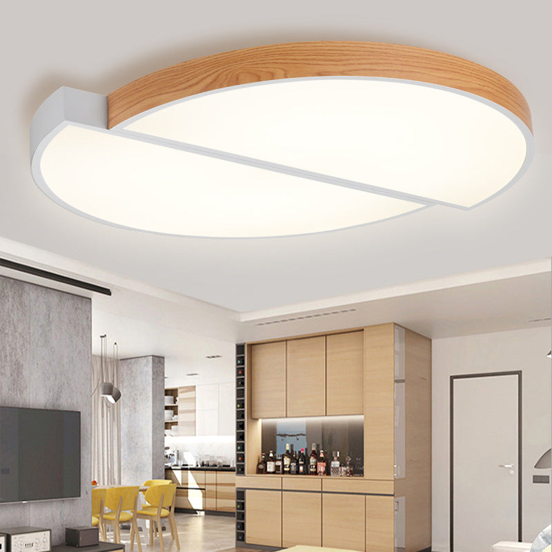 20.5"/33" Dia Circle Flush Mount Contemporary Wood White LED Flush Mount Lamp in White/Warm Light White 33" White Clearhalo 'Ceiling Lights' 'Close To Ceiling Lights' 'Close to ceiling' 'Flush mount' Lighting' 210539