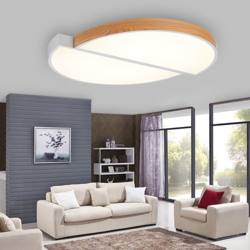 20.5"/33" Dia Circle Flush Mount Contemporary Wood White LED Flush Mount Lamp in White/Warm Light Clearhalo 'Ceiling Lights' 'Close To Ceiling Lights' 'Close to ceiling' 'Flush mount' Lighting' 210540
