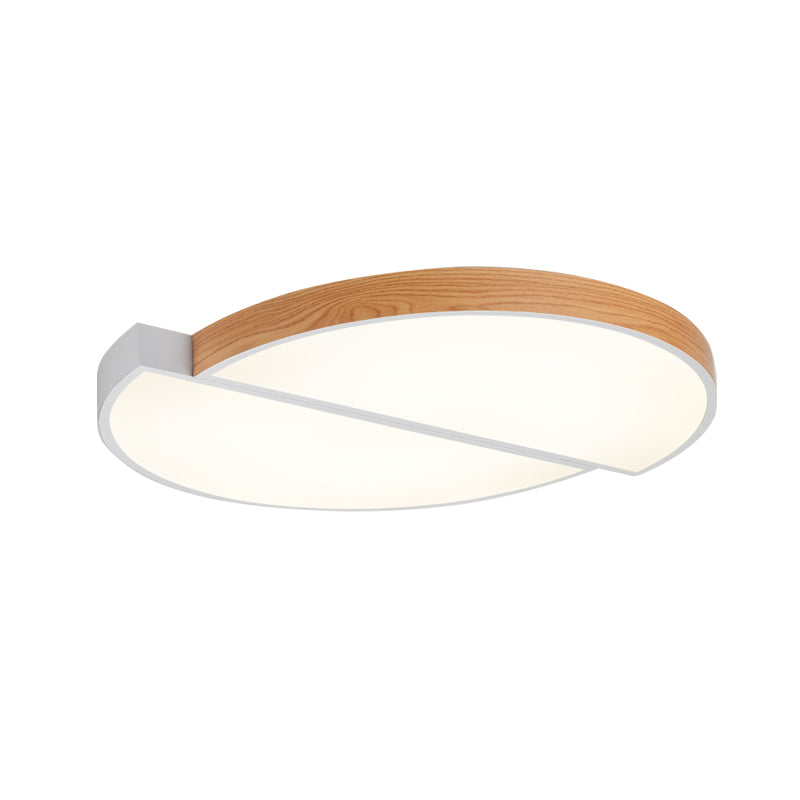 20.5"/33" Dia Circle Flush Mount Contemporary Wood White LED Flush Mount Lamp in White/Warm Light Clearhalo 'Ceiling Lights' 'Close To Ceiling Lights' 'Close to ceiling' 'Flush mount' Lighting' 210541