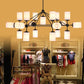 Black Cylinder Shade Pendant Lighting Classic Opal Glass 18 Lights Living Room Chandelier Clearhalo 'Ceiling Lights' 'Chandeliers' Lighting' options 210567