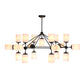 Black Cylinder Shade Pendant Lighting Classic Opal Glass 18 Lights Living Room Chandelier Clearhalo 'Ceiling Lights' 'Chandeliers' Lighting' options 210569