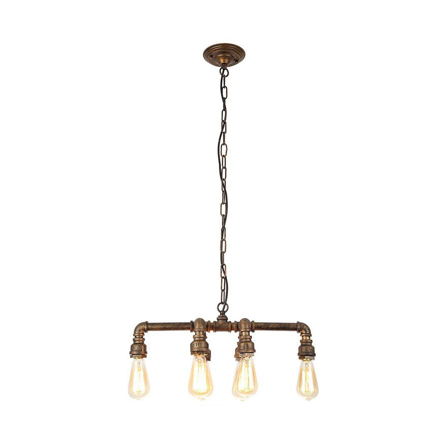 Armed Pendant Lighting Industrial Black/Bronze 6 Lights Metal Dining Room Chandelier with Chain and Pipe Design Clearhalo 'Cast Iron' 'Ceiling Lights' 'Chandeliers' 'Industrial Chandeliers' 'Industrial' 'Metal' 'Middle Century Chandeliers' 'Rustic Chandeliers' 'Tiffany' Lighting' 210573
