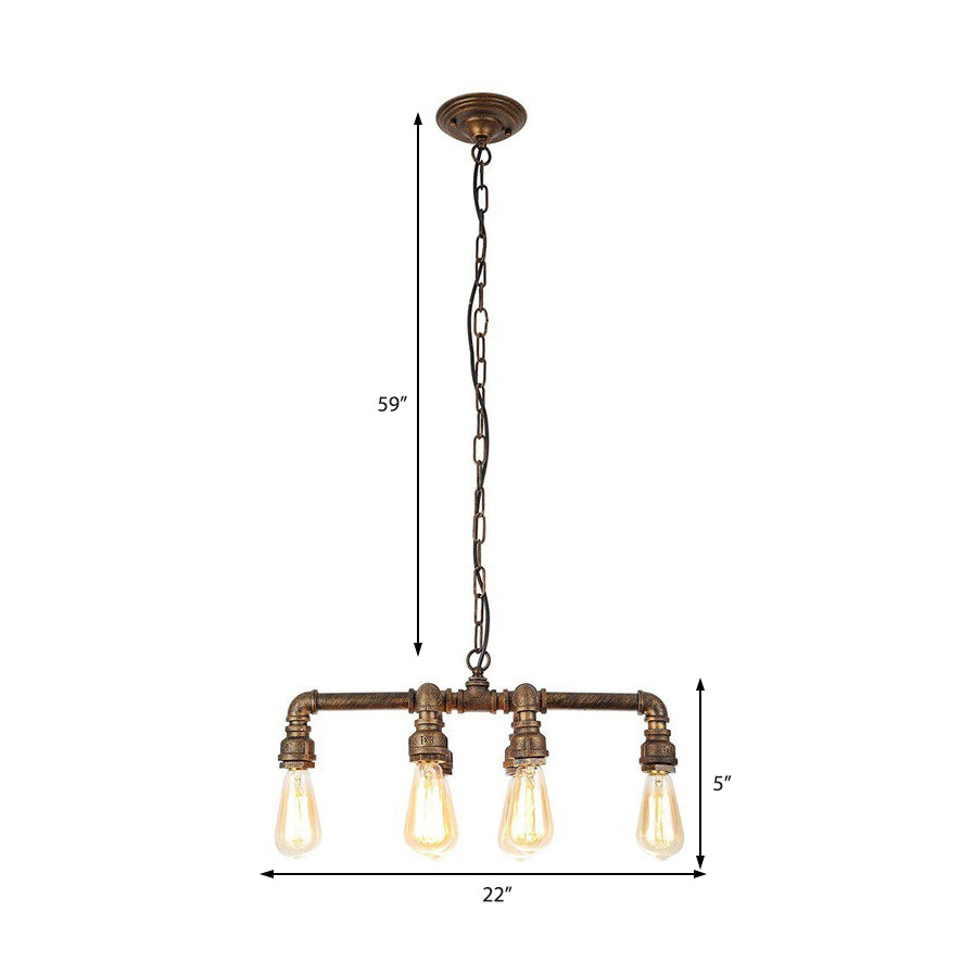 Armed Pendant Lighting Industrial Black/Bronze 6 Lights Metal Dining Room Chandelier with Chain and Pipe Design Clearhalo 'Cast Iron' 'Ceiling Lights' 'Chandeliers' 'Industrial Chandeliers' 'Industrial' 'Metal' 'Middle Century Chandeliers' 'Rustic Chandeliers' 'Tiffany' Lighting' 210574