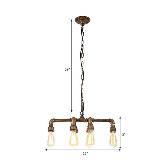 Armed Pendant Lighting Industrial Black/Bronze 6 Lights Metal Dining Room Chandelier with Chain and Pipe Design Clearhalo 'Cast Iron' 'Ceiling Lights' 'Chandeliers' 'Industrial Chandeliers' 'Industrial' 'Metal' 'Middle Century Chandeliers' 'Rustic Chandeliers' 'Tiffany' Lighting' 210574