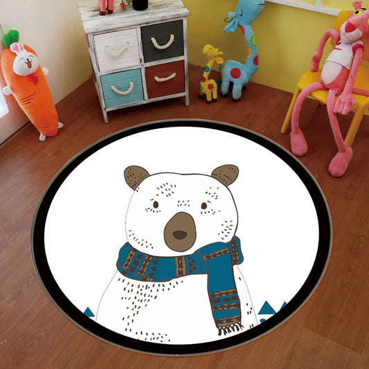 Multi Color Cartoon Rug Polyester Animal Patterned Carpet Non-Slip Backing Stain Resistant Machine Washable Rug for Nursery White Clearhalo 'Area Rug' 'Rug' 2105800