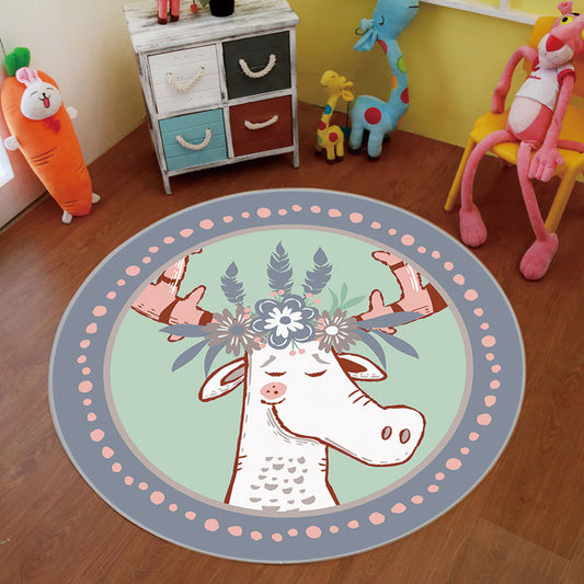 Multi Color Cartoon Rug Polyester Animal Patterned Carpet Non-Slip Backing Stain Resistant Machine Washable Rug for Nursery Aqua Clearhalo 'Area Rug' 'Rug' 2105801