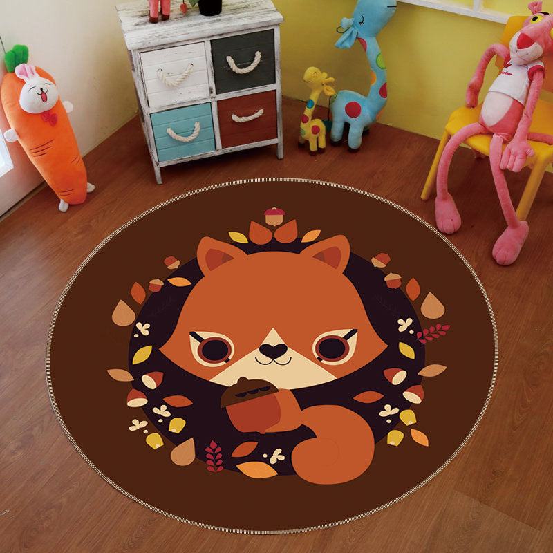 Multi Color Cartoon Rug Polyester Animal Patterned Carpet Non-Slip Backing Stain Resistant Machine Washable Rug for Nursery Brown Clearhalo 'Area Rug' 'Rug' 2105802