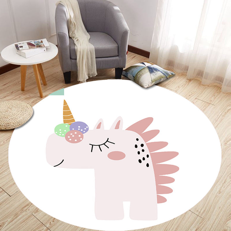 Cute Animal Indoor Rug Multi Colored Cartoon Rug Polypropylene Washable Non-Slip Stain Resistant Carpet for Baby Room White Clearhalo 'Area Rug' 'Rug' 2105803