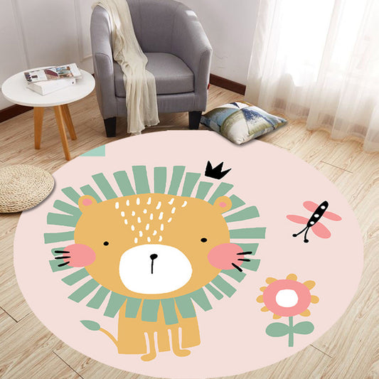 Cute Animal Indoor Rug Multi Colored Cartoon Rug Polypropylene Washable Non-Slip Stain Resistant Carpet for Baby Room Light Pink Clearhalo 'Area Rug' 'Rug' 2105806