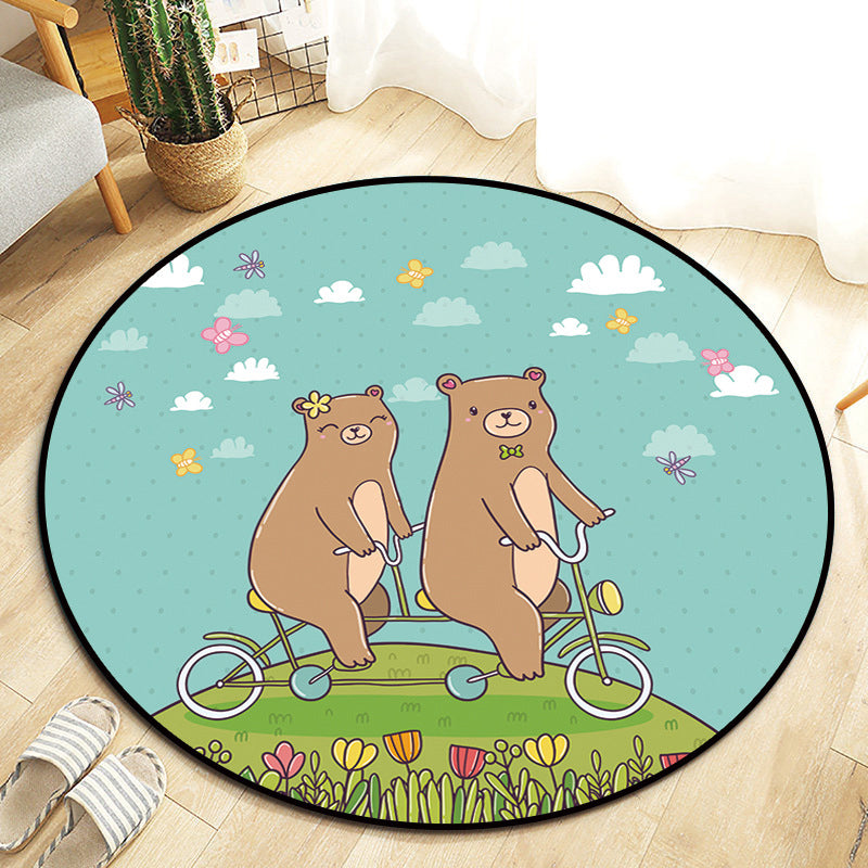 Kawaii Princess Rug Multicolor Fairy Tale Carpet Pet Friendly Stain Resistant Anti-Slip Backing Rug for Kids Bedroom Blue Clearhalo 'Area Rug' 'Rug' 2105822