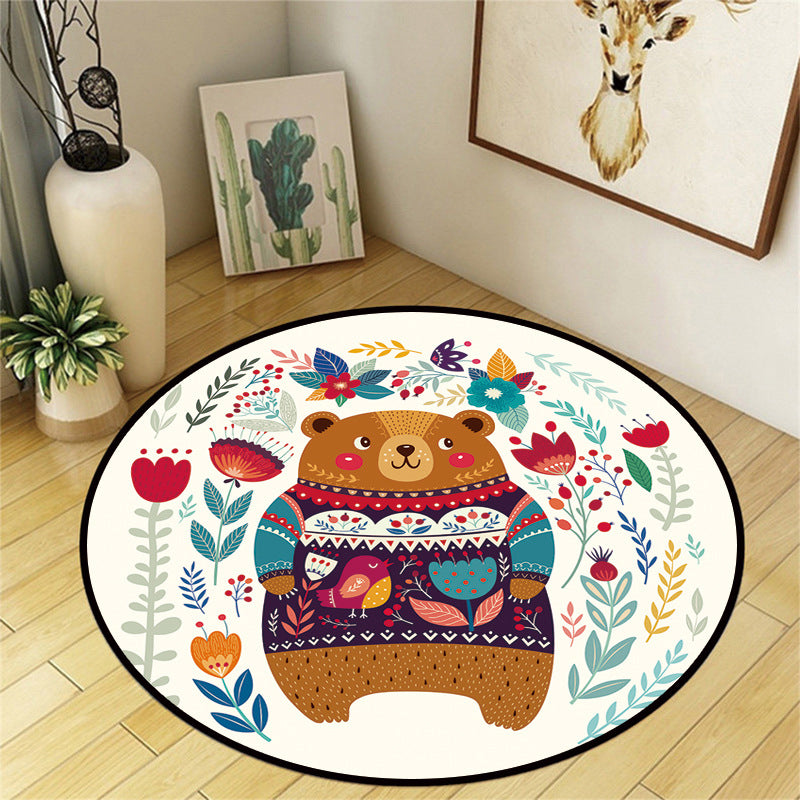 Lovely Multi Color Cartoon Rug Polyester Animal Print Rug Non-Slip Machine Washable Stain Resistant Carpet for Nursery White Clearhalo 'Area Rug' 'Rug' 2105827