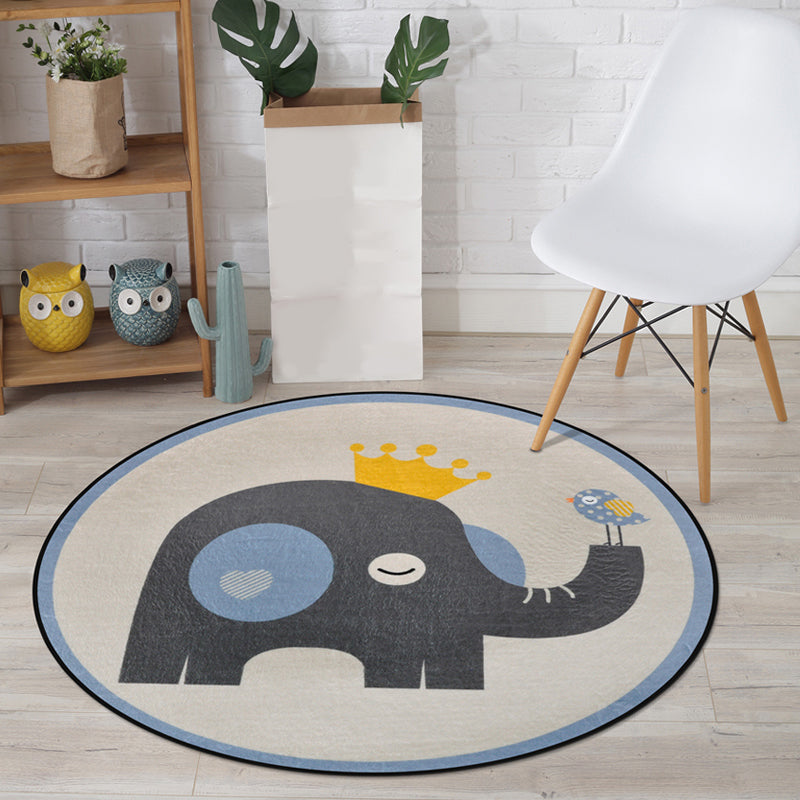 Cartoon Animal Drawing Print Rug Multicolor Polypropylene Rug Machine Washable Anti-Slip Backing Stain Resistant Carpet for Child Room Beige Clearhalo 'Area Rug' 'Rug' 2105828