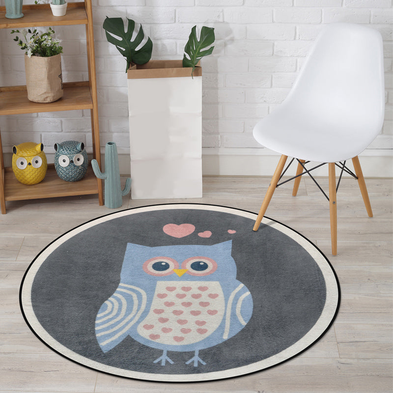 Cartoon Animal Drawing Print Rug Multicolor Polypropylene Rug Machine Washable Anti-Slip Backing Stain Resistant Carpet for Child Room Grey Clearhalo 'Area Rug' 'Rug' 2105829