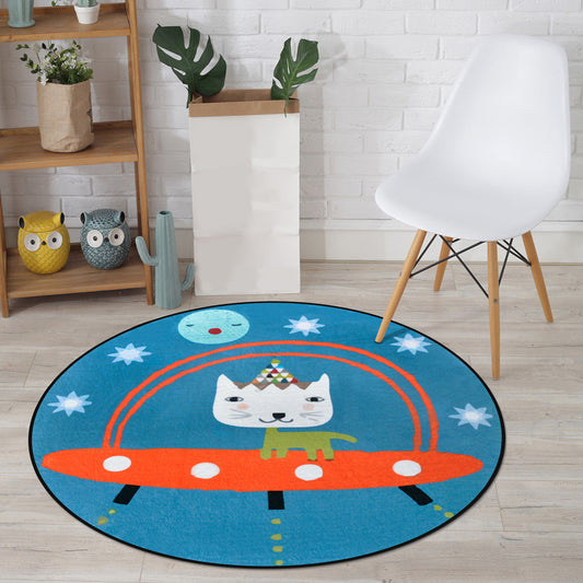 Cartoon Animal Drawing Print Rug Multicolor Polypropylene Rug Machine Washable Anti-Slip Backing Stain Resistant Carpet for Child Room Blue Clearhalo 'Area Rug' 'Rug' 2105830