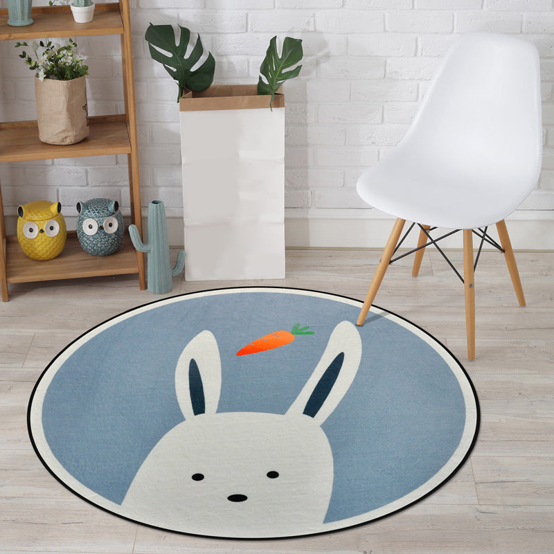 Cartoon Animal Drawing Print Rug Multicolor Polypropylene Rug Machine Washable Anti-Slip Backing Stain Resistant Carpet for Child Room Light Blue-White Clearhalo 'Area Rug' 'Rug' 2105832