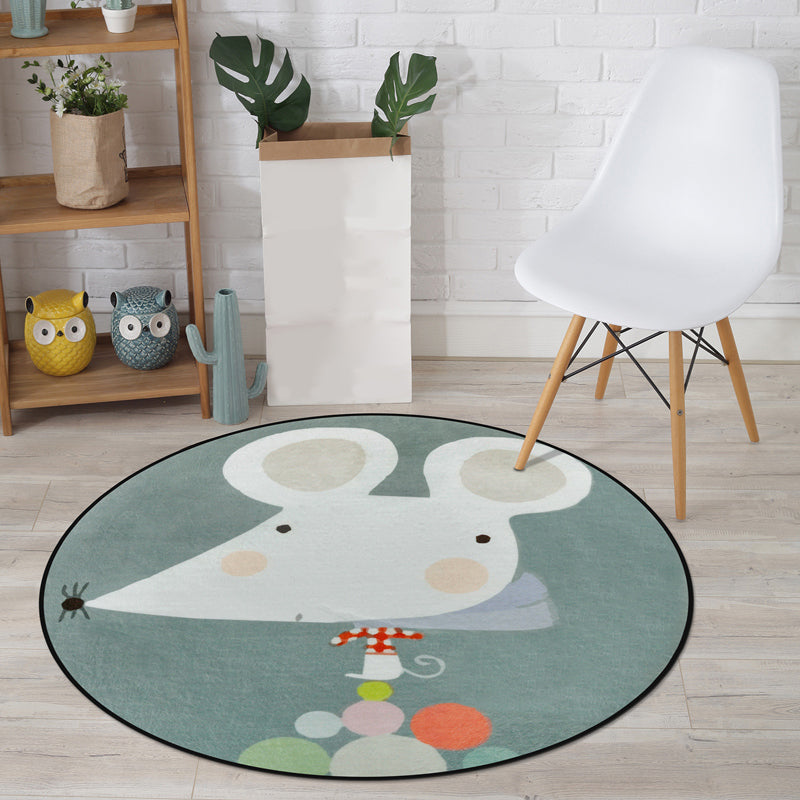 Cartoon Animal Drawing Print Rug Multicolor Polypropylene Rug Machine Washable Anti-Slip Backing Stain Resistant Carpet for Child Room Light Green Clearhalo 'Area Rug' 'Rug' 2105833