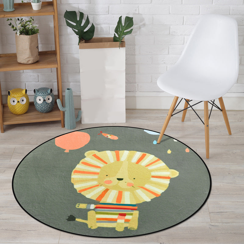 Cartoon Animal Drawing Print Rug Multicolor Polypropylene Rug Machine Washable Anti-Slip Backing Stain Resistant Carpet for Child Room Yellow Clearhalo 'Area Rug' 'Rug' 2105835
