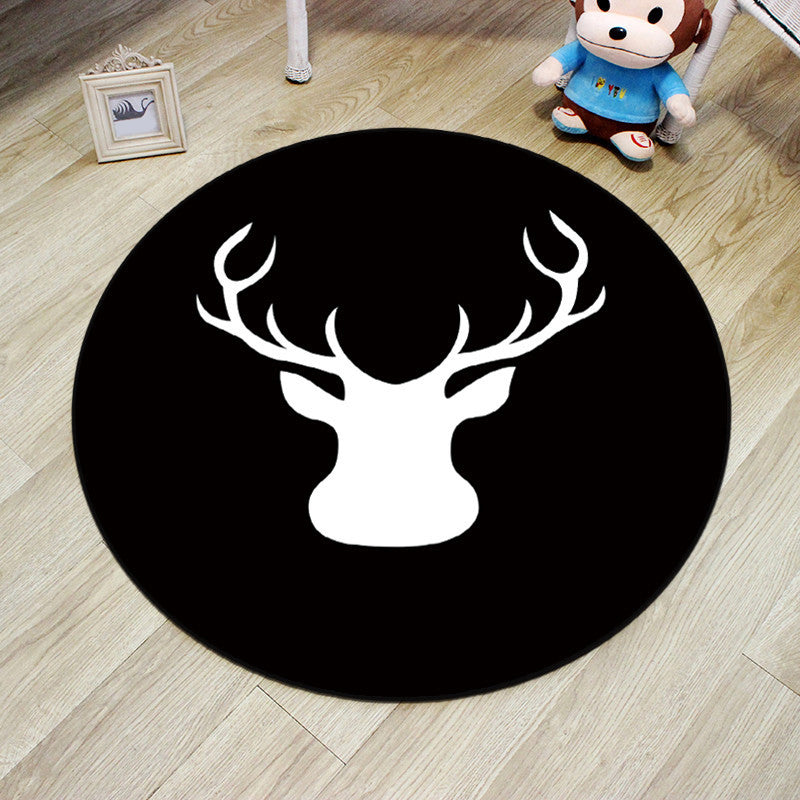 Multi-Color Princess Rug Polyester Botanics Animal Carpet Anti-Slip Backing Machine Washable Pet Friendly Rug for Kids Room Black Clearhalo 'Area Rug' 'Rug' 2105858