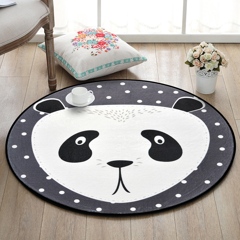 Creative Cartoon Rug Multi Colored Animal with Dotted Background Carpet Washable Pet Friendly Non-Slip Rug for Nursery White Clearhalo 'Area Rug' 'Rug' 2105862