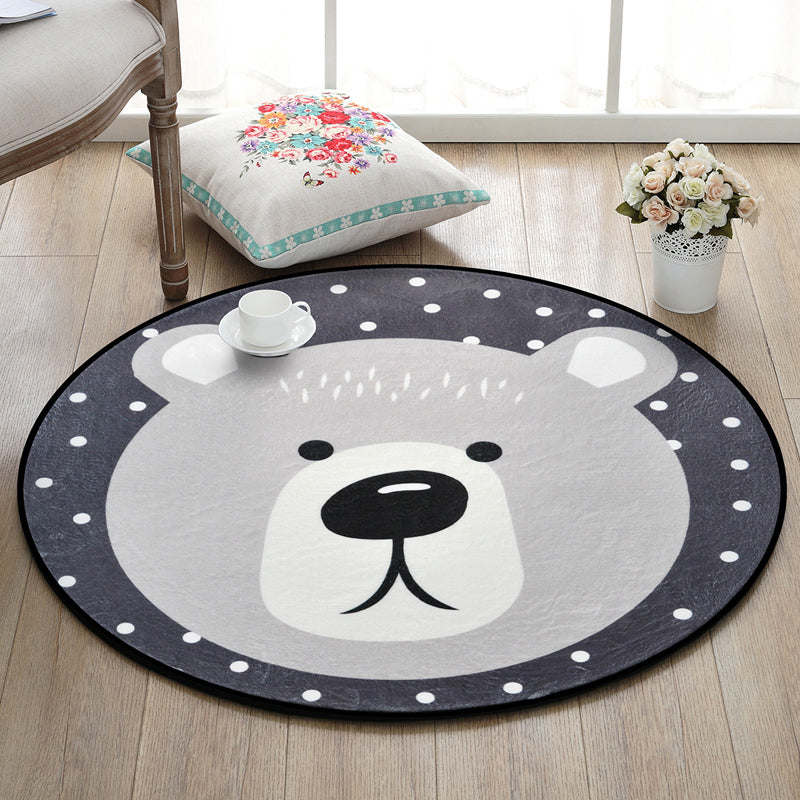 Creative Cartoon Rug Multi Colored Animal with Dotted Background Carpet Washable Pet Friendly Non-Slip Rug for Nursery Grey Clearhalo 'Area Rug' 'Rug' 2105865