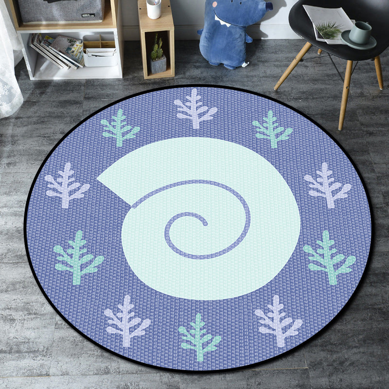 Cartoon Childrens Bedroom Rug Multi-Color Sea Life Rug Synthetics Anti-Slip Stain Resistant Washable Area Carpet Purplish Blue Clearhalo 'Area Rug' 'Rug' 2105867