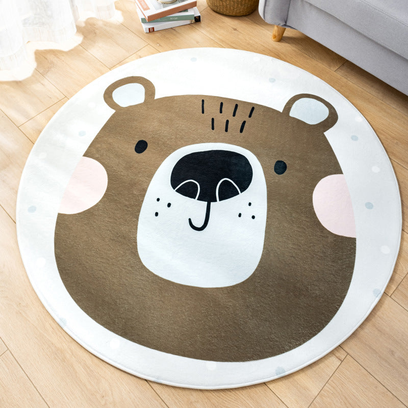 Multicolor Nursery Foot Rug Kids Cartoon Pattern Rug Synthetics Anti-Slip Backing Stain Resistant Machine Washable Area Carpet White-Brown Clearhalo 'Area Rug' 'Rug' 2105898
