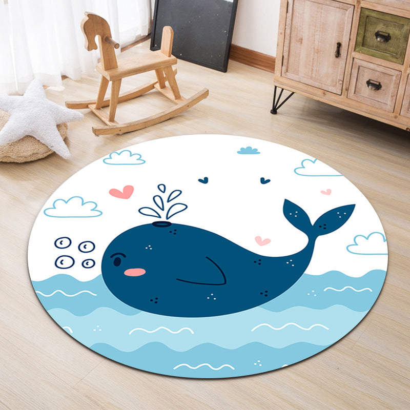 Lovable Animal Area Rug Multi-Color Cartoon Carpet Polypropylene Machine Washable Stain Resistant Anti-Slip Rug for Kindergarten Blue Clearhalo 'Area Rug' 'Rug' 2105904