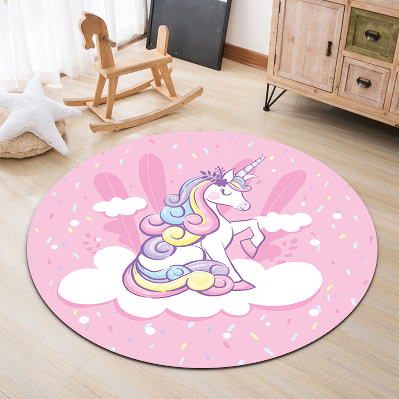 Lovable Animal Area Rug Multi-Color Cartoon Carpet Polypropylene Machine Washable Stain Resistant Anti-Slip Rug for Kindergarten Pink Clearhalo 'Area Rug' 'Rug' 2105908