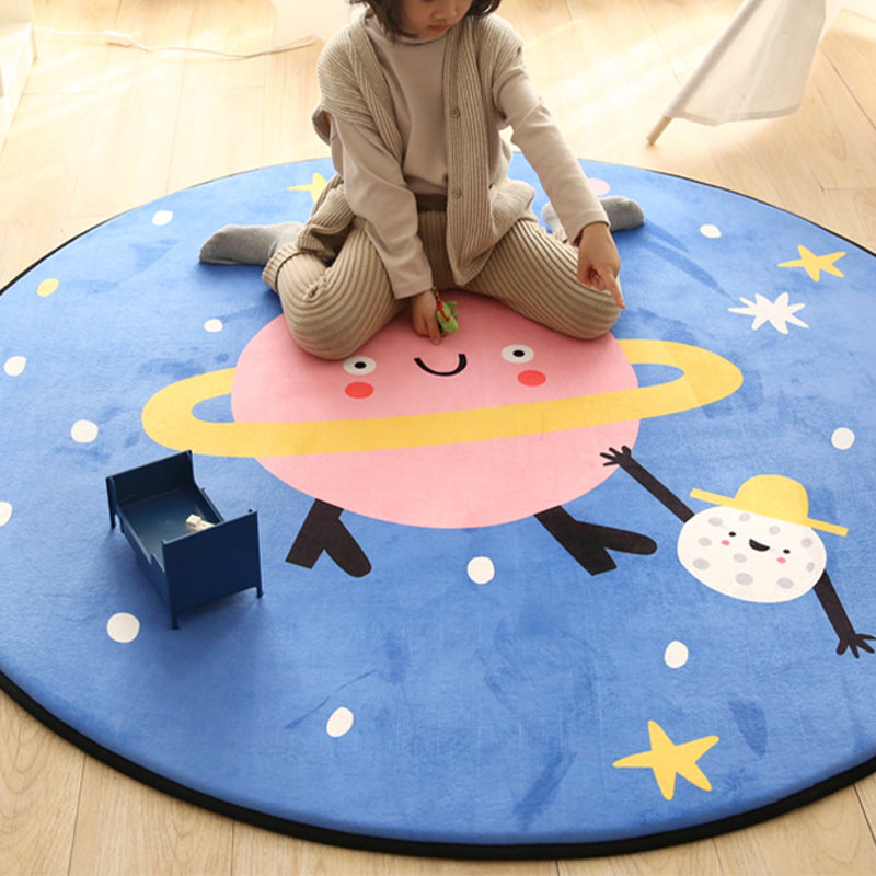 Cartoon Kids Room Rug Multi Colored Animal Carpet Cotton Pet-Friendly Machine Wash Indoor Rug Blue Clearhalo 'Area Rug' 'Rug' 2105924
