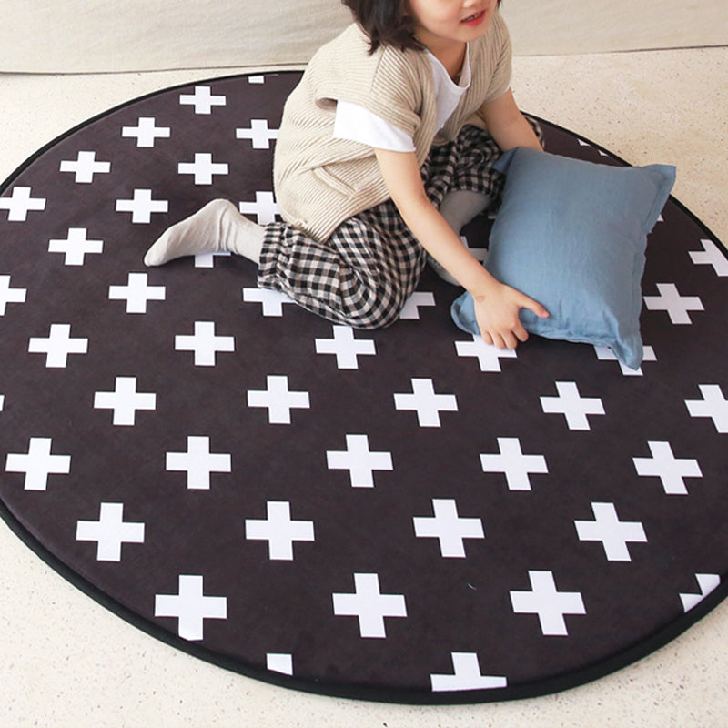 Cartoon Kids Room Rug Multi Colored Animal Carpet Cotton Pet-Friendly Machine Wash Indoor Rug Black Clearhalo 'Area Rug' 'Rug' 2105925