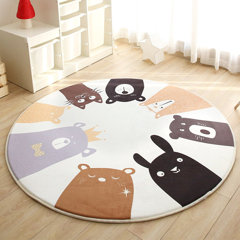 Cartoon Kids Room Rug Multi Colored Animal Carpet Cotton Pet-Friendly Machine Wash Indoor Rug Light Gray Clearhalo 'Area Rug' 'Rug' 2105930