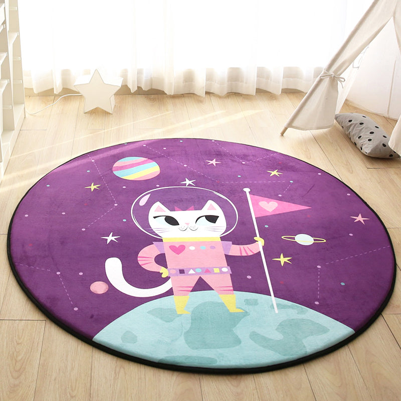 Cartoon Kids Room Rug Multi Colored Animal Carpet Cotton Pet-Friendly Machine Wash Indoor Rug Purple Clearhalo 'Area Rug' 'Rug' 2105932