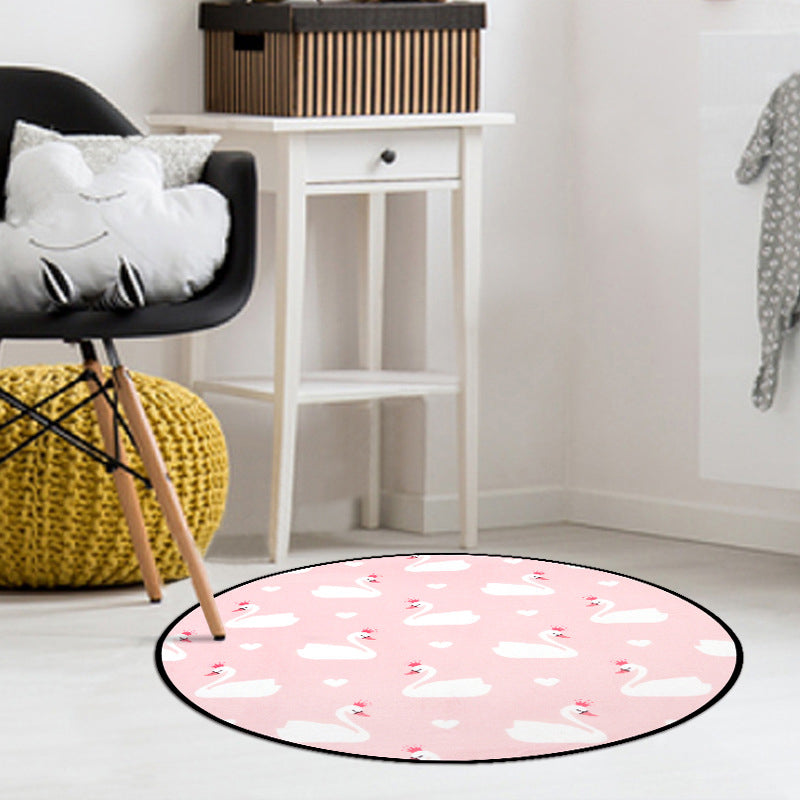 Decorative Multi-Color Cartoon Rug Synthetics Animal Patterned Carpet Stain Resistant Non-Slip Backing Washable Rug for Living Room Pink-White Clearhalo 'Area Rug' 'Rug' 2105953