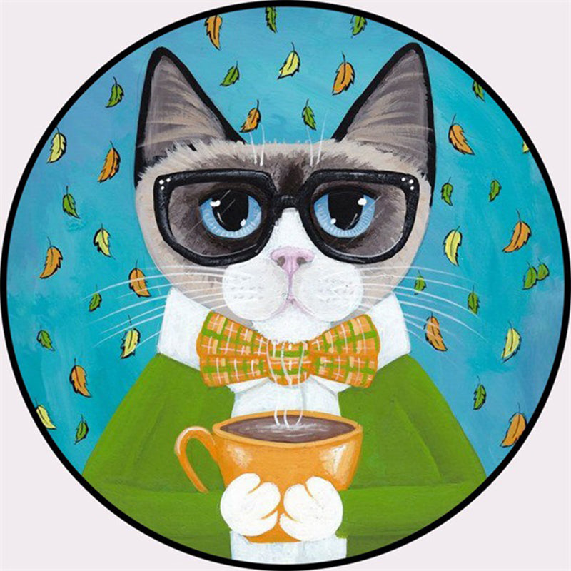 Creative Colorful Cartoon Rug Synthetics Portrait of Animal Man Pattern Carpet Anti-Slip Washable Pet Friendly Rug for Room Blue-Green Clearhalo 'Area Rug' 'Rug' 2105967